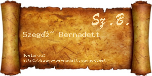 Szegő Bernadett névjegykártya